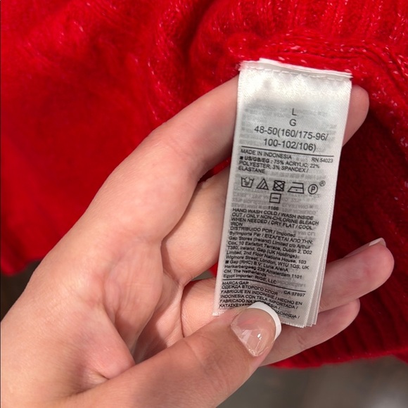 NWT GAP Red Cowl mock turtle Neck Sweater Cozy Soft Knit Size L - Picture 6 of 7